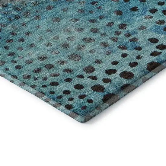 Blue Copper And Ivory Polka Dot Washable Area Rug With UV Protection Photo 8
