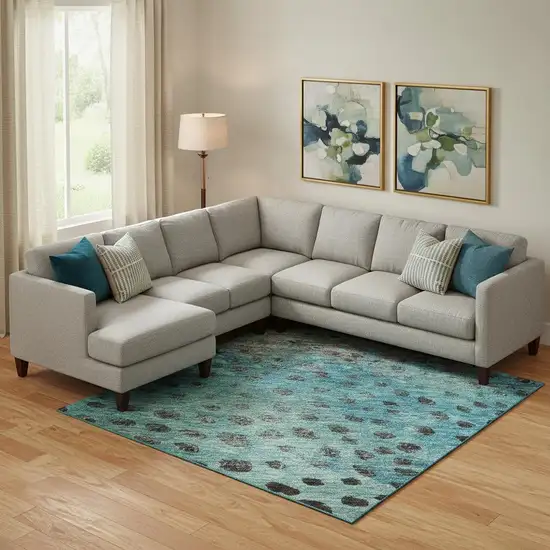 Blue Copper And Ivory Polka Dot Washable Area Rug With UV Protection Photo 2