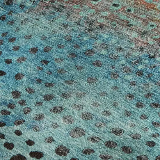 Blue Copper And Ivory Polka Dot Washable Area Rug With UV Protection Photo 3