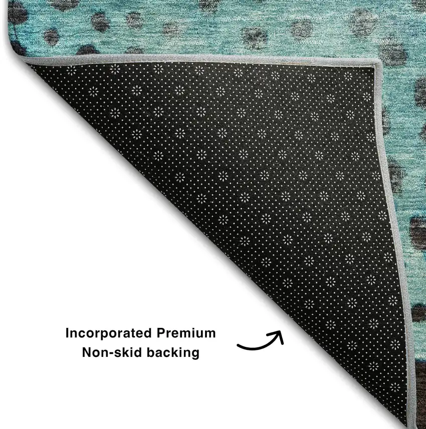 Blue Copper And Ivory Polka Dot Washable Area Rug With UV Protection Photo 8