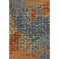 Photo of Blue Coral Machine Woven Abstract Triangular Strings Indoor Area Rug