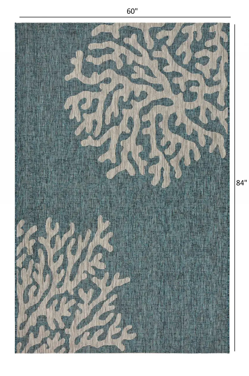 Blue Coral Reef Indoor Outdoor Area Rug Photo 5