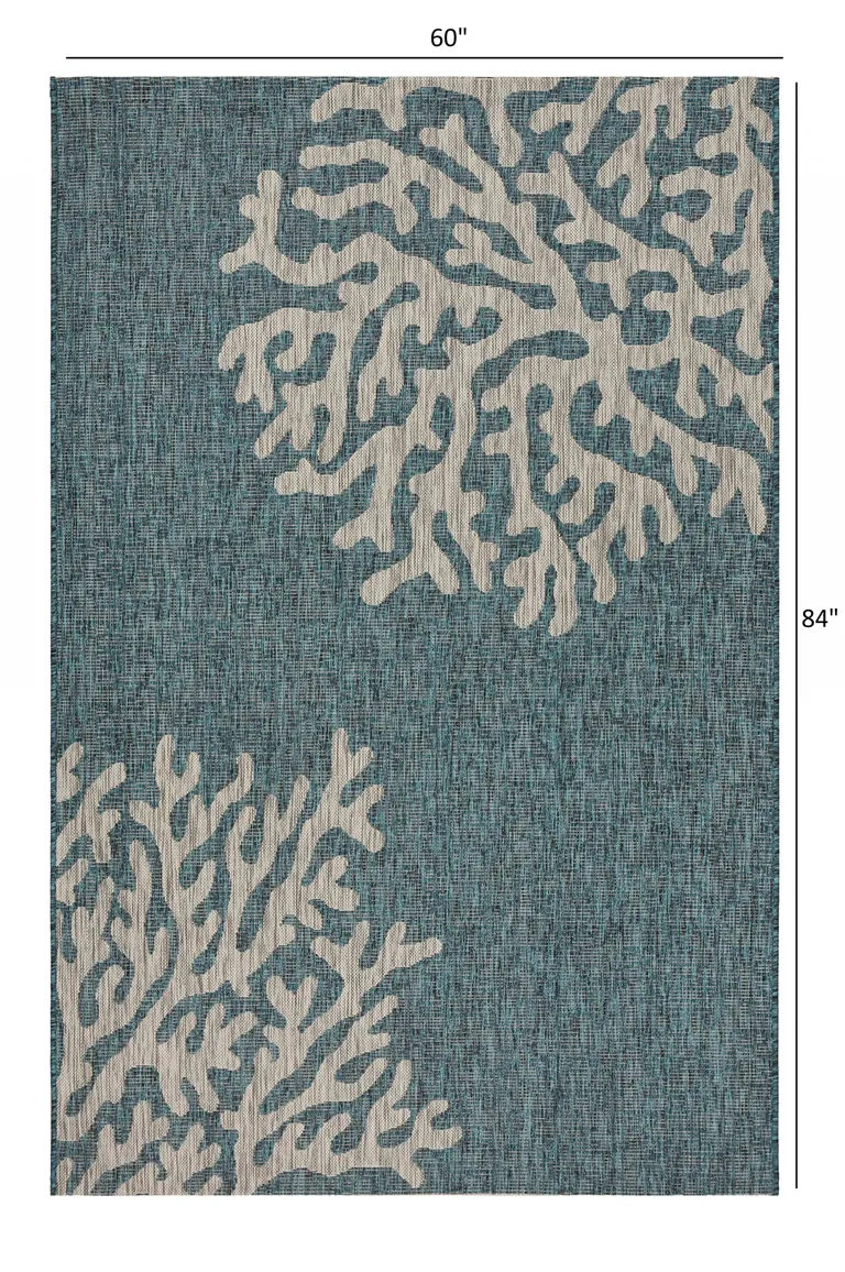 Blue Coral Reef Indoor Outdoor Area Rug Photo 5