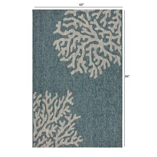 Blue Coral Reef Indoor Outdoor Area Rug Photo 5