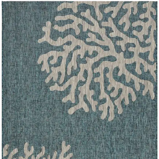 Blue And Gray Coral Indoor Outdoor Area Rug Photo 7
