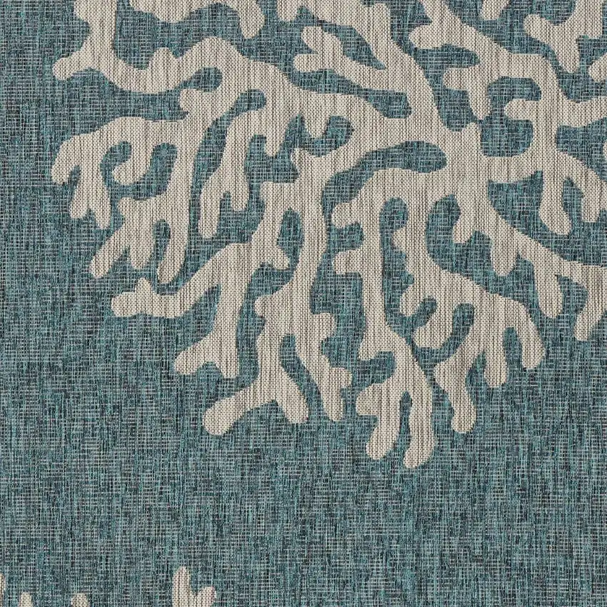 Blue And Gray Coral Indoor Outdoor Area Rug Photo 6