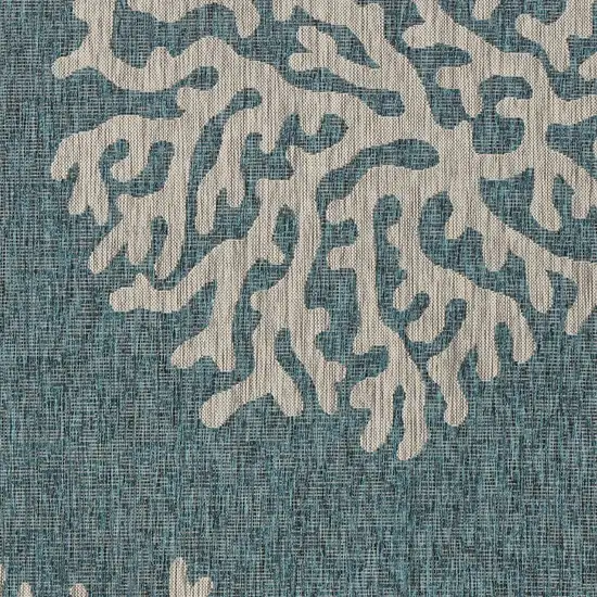 Blue And Gray Coral Indoor Outdoor Area Rug Photo 6