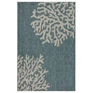 Photo of Blue Coral Reef Indoor Outdoor Area Rug