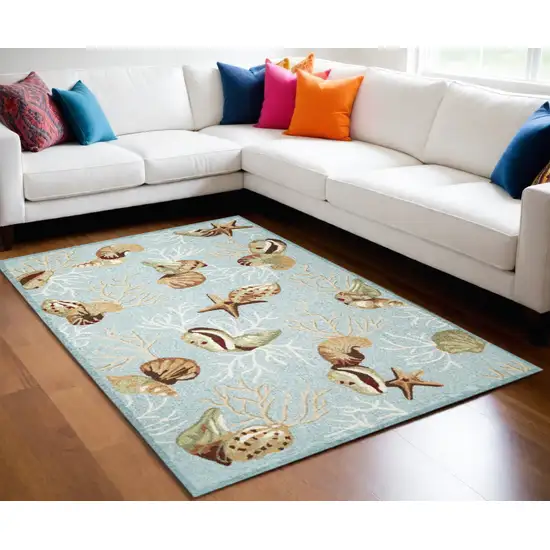 Blue Corals And Shells Indoor Area Rug Photo 1