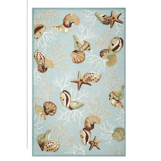 Blue Corals And Shells Indoor Area Rug Photo 2