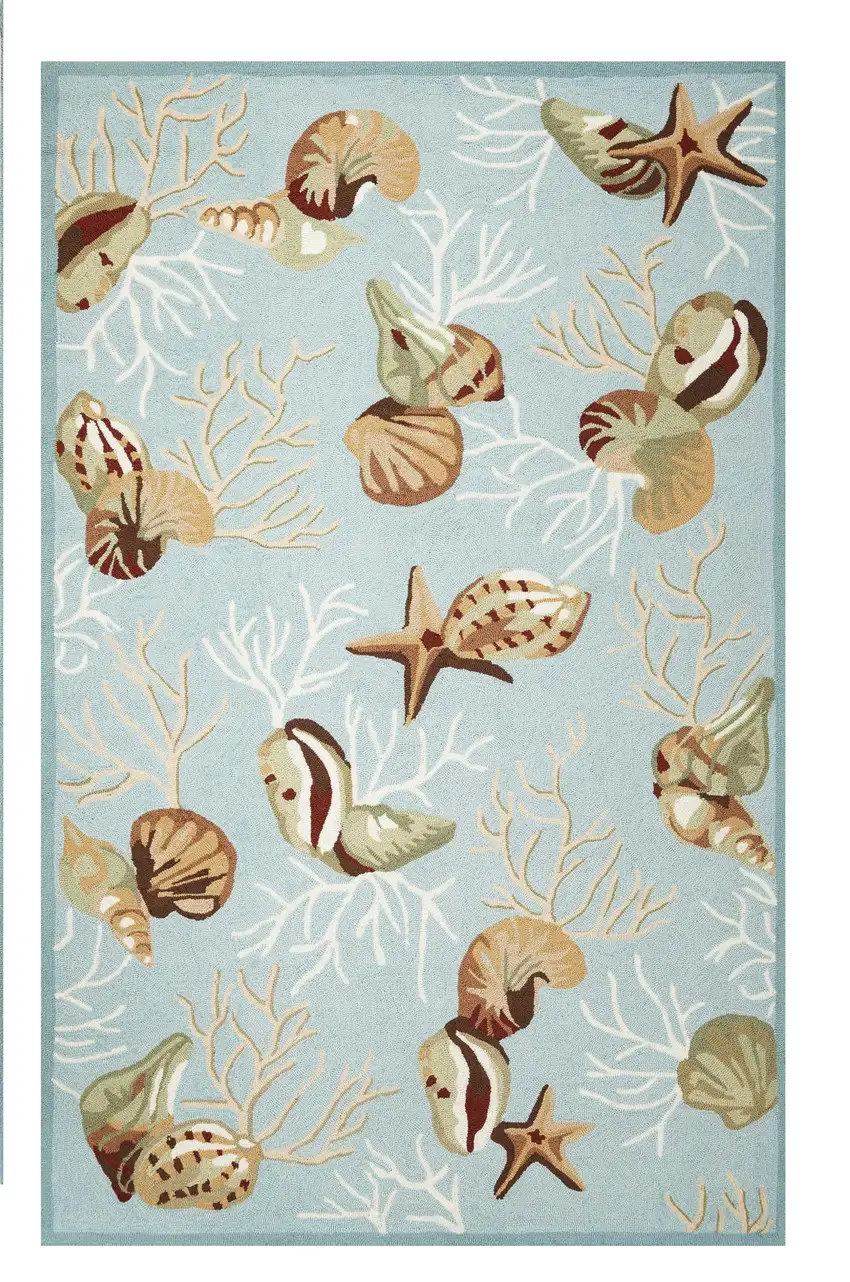 Blue Corals And Shells Indoor Area Rug Photo 2