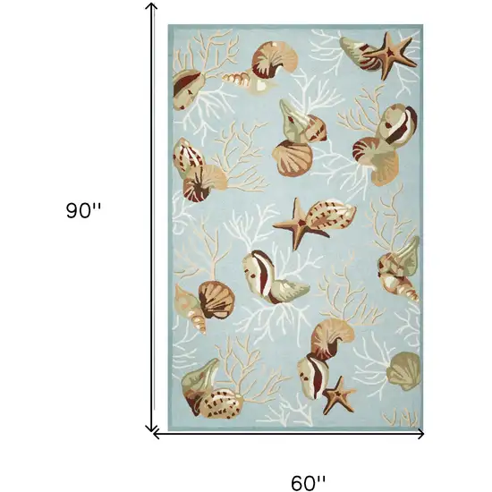 Blue Corals And Shells Indoor Area Rug Photo 3