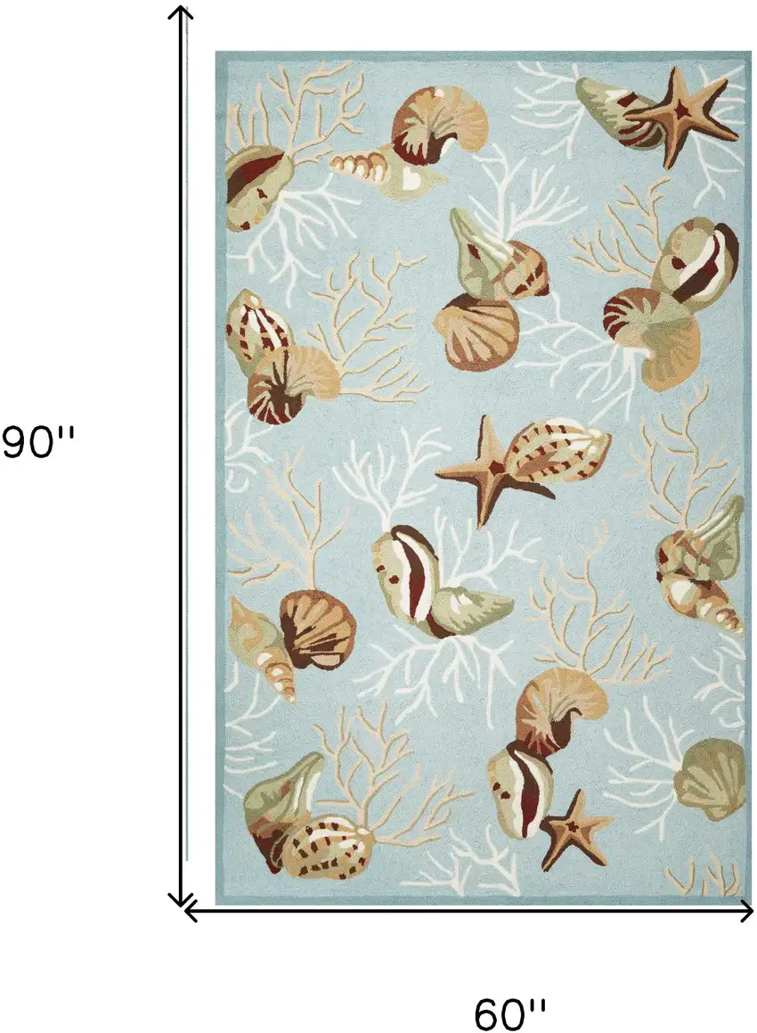 Blue Corals And Shells Indoor Area Rug Photo 3