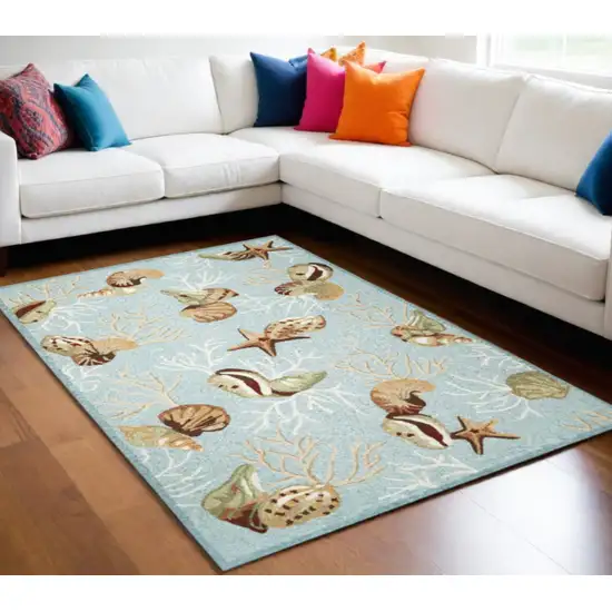 Blue Corals And Shells Indoor Area Rug Photo 2