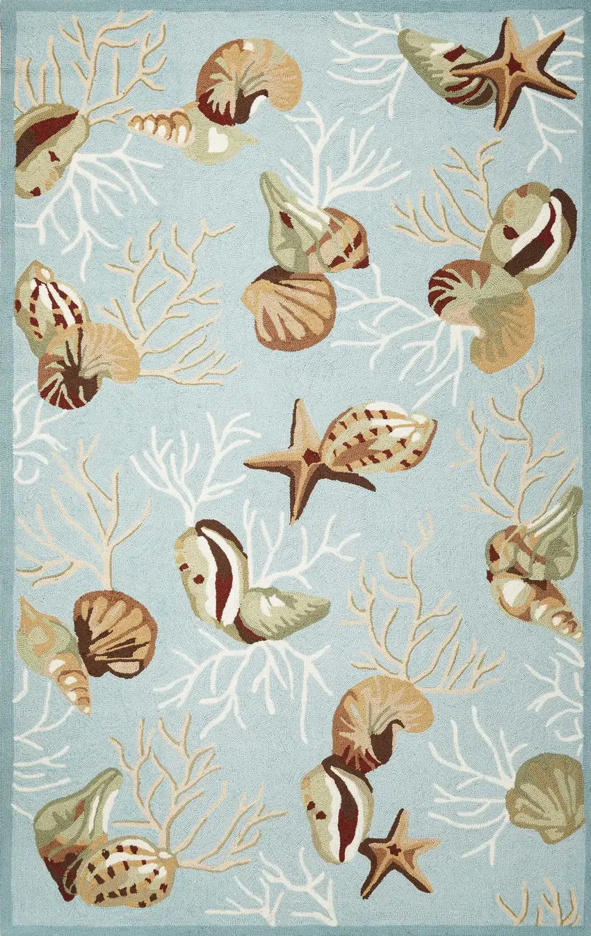 Blue Corals and Shells Area Rug Photo 1