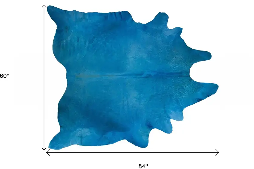 Blue Cowhide Cowhide Handmade Area Rug Photo 3