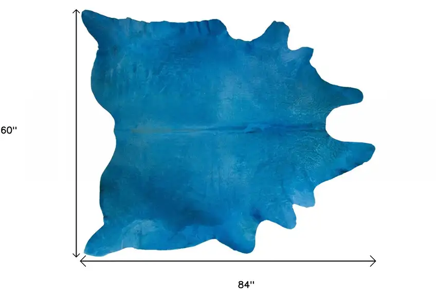 Blue Cowhide Cowhide Handmade Area Rug Photo 3