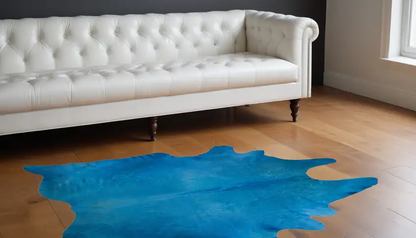 Blue Cowhide Cowhide Handmade Area Rug Photo 1