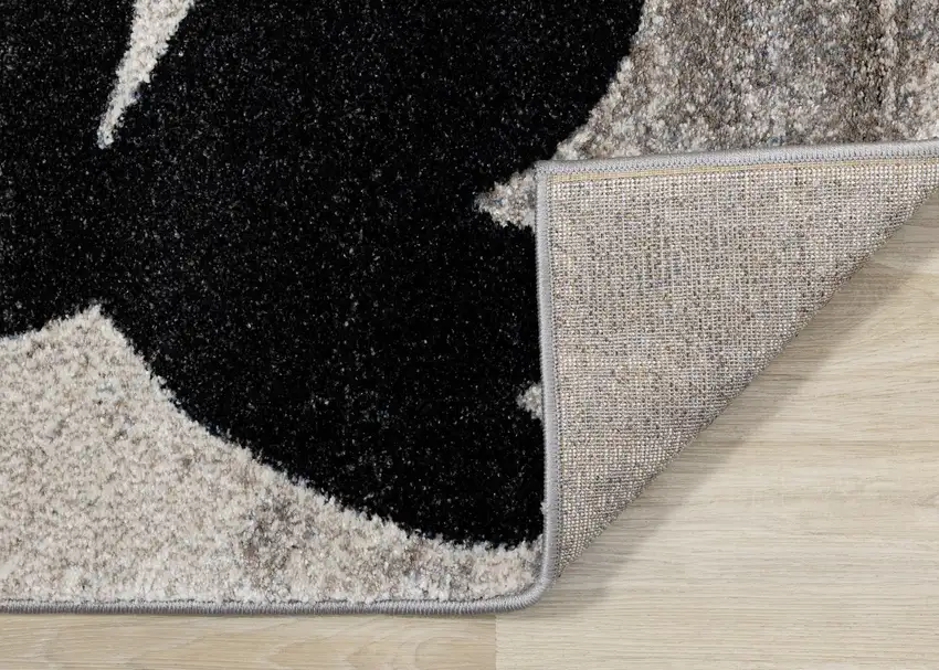 Blue Cream And Black Botanical Leaves Area Rug Photo 8