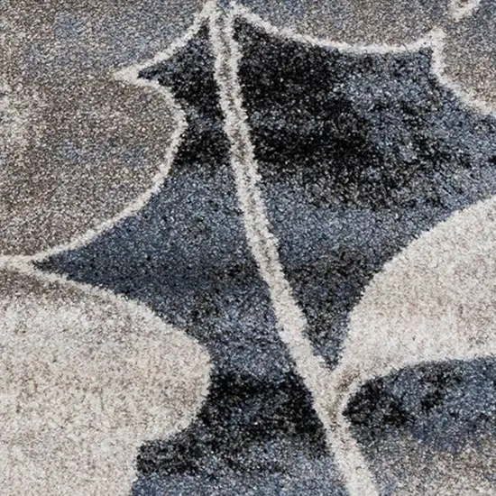 Blue Cream And Black Botanical Leaves Area Rug Photo 4