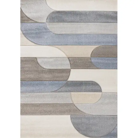 Blue Cream And Brown Geometric Area Rug Photo 1