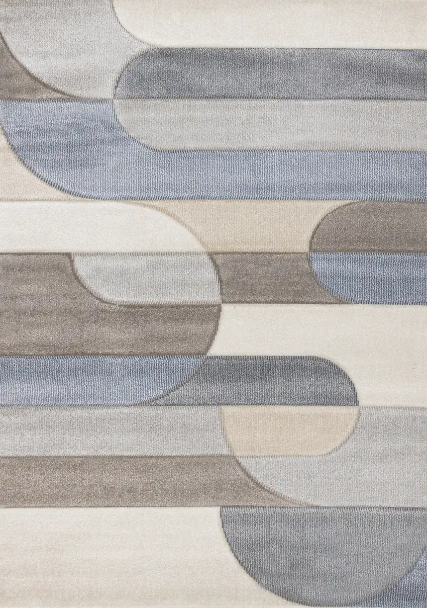 Blue Cream And Brown Geometric Area Rug Photo 1