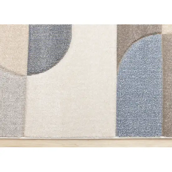 Blue Cream And Brown Geometric Area Rug Photo 8