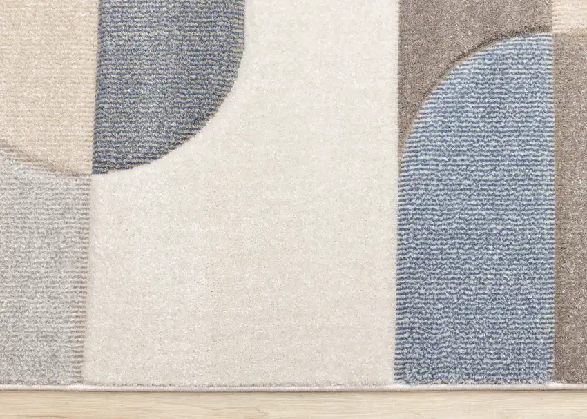 Blue Cream And Brown Geometric Area Rug Photo 8