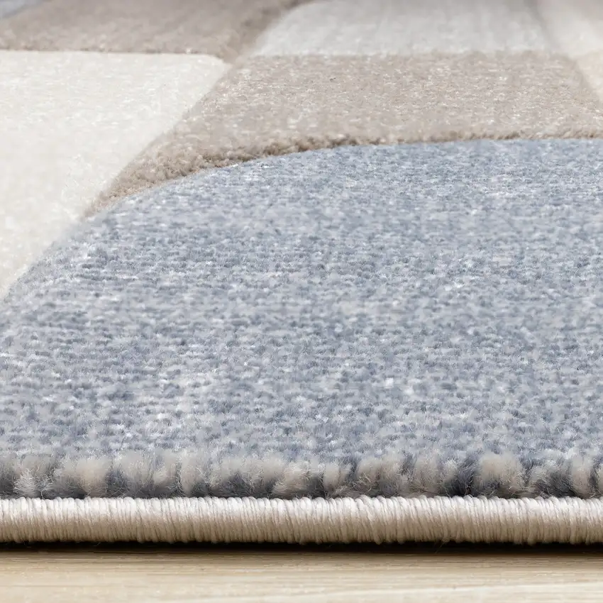 Blue Cream And Brown Geometric Area Rug Photo 9