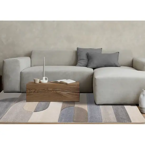 Blue Cream And Brown Geometric Area Rug Photo 6