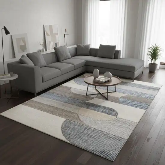 Blue Cream And Brown Geometric Area Rug Photo 1