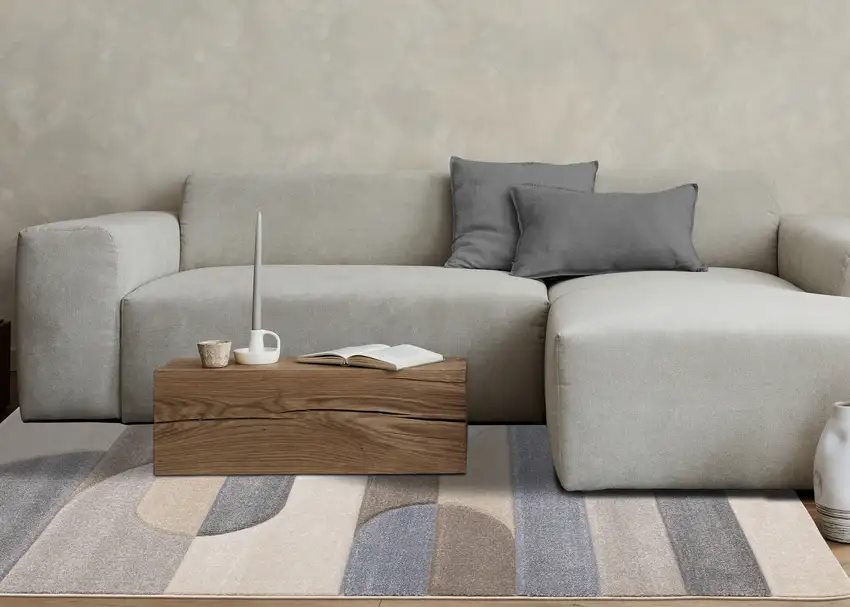 Blue Cream And Brown Geometric Area Rug Photo 6