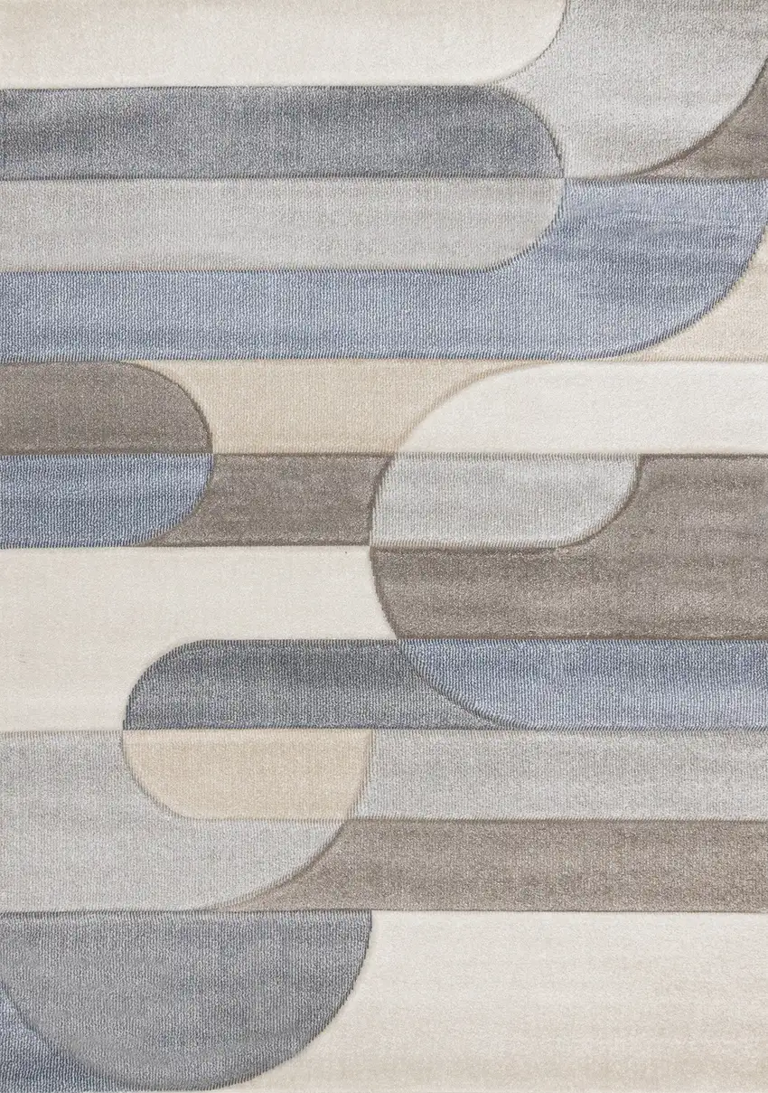 Blue Cream And Brown Geometric Area Rug Photo 4