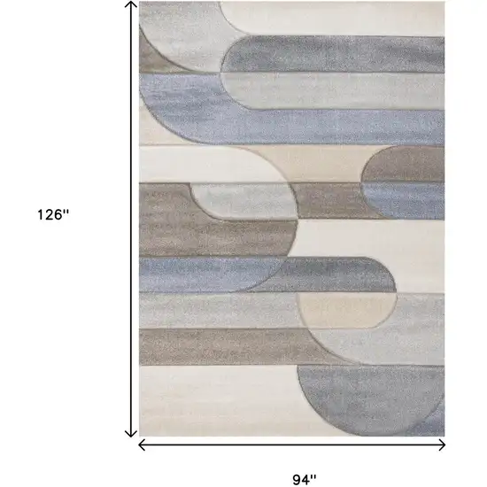 Blue Cream And Brown Geometric Area Rug Photo 3