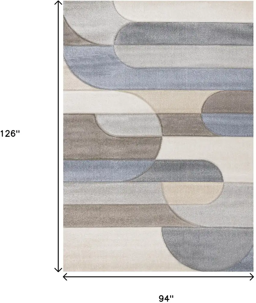 Blue Cream And Brown Geometric Area Rug Photo 3