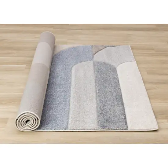 Blue Cream And Brown Geometric Area Rug Photo 7