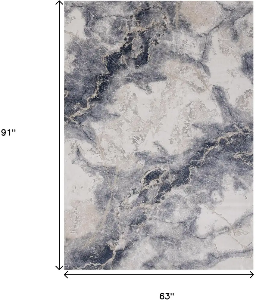 Blue Cream And Gray Abstract Area Rug Photo 4