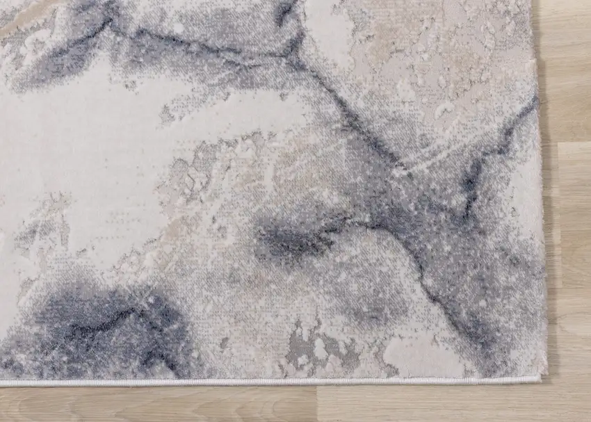 Blue Cream And Gray Abstract Area Rug Photo 9