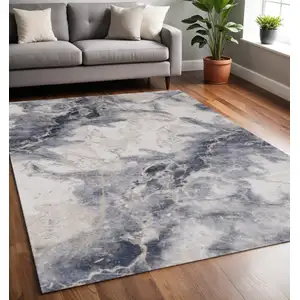 Photo of Blue Cream And Gray Abstract Area Rug