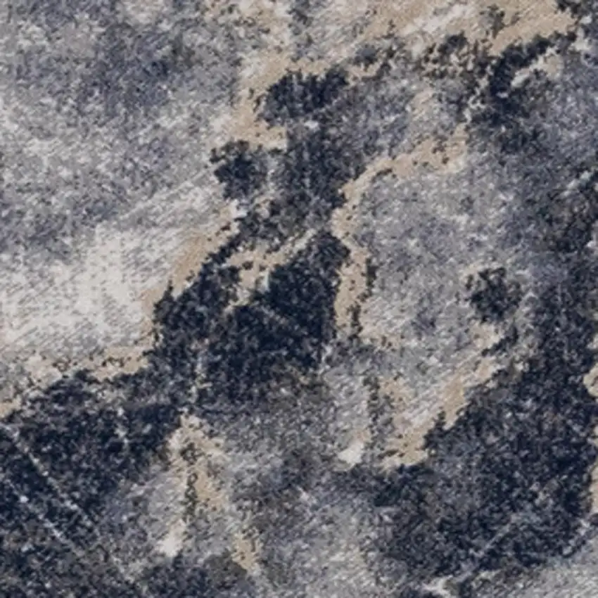 Blue Cream And Gray Abstract Area Rug Photo 5