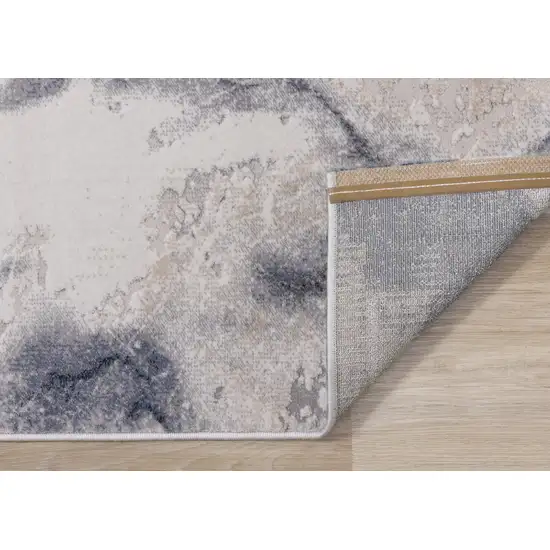 Blue Cream And Gray Abstract Area Rug Photo 8