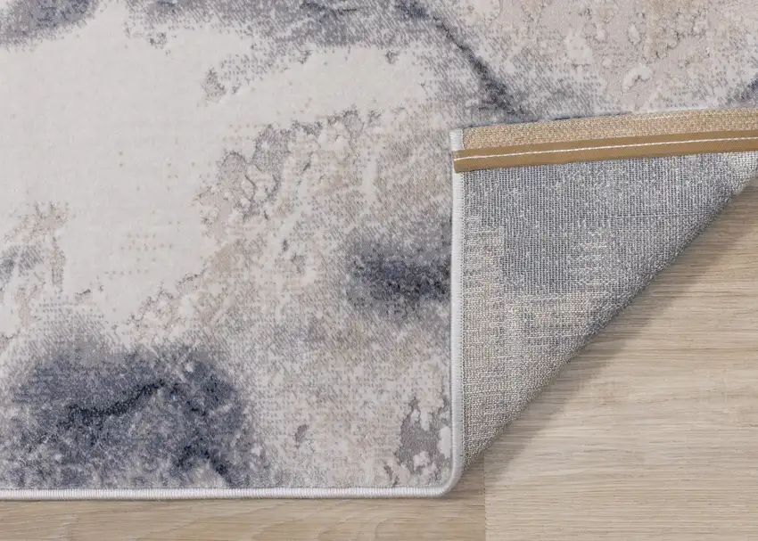 Blue Cream And Gray Abstract Area Rug Photo 8