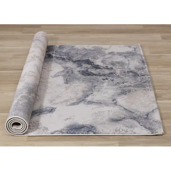 Blue Cream And Gray Abstract Area Rug Photo 9