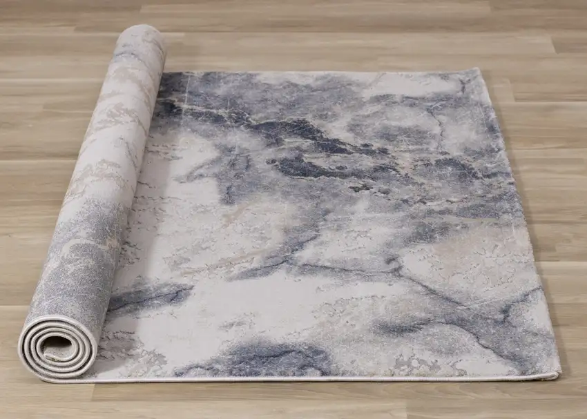 Blue Cream And Gray Abstract Area Rug Photo 9