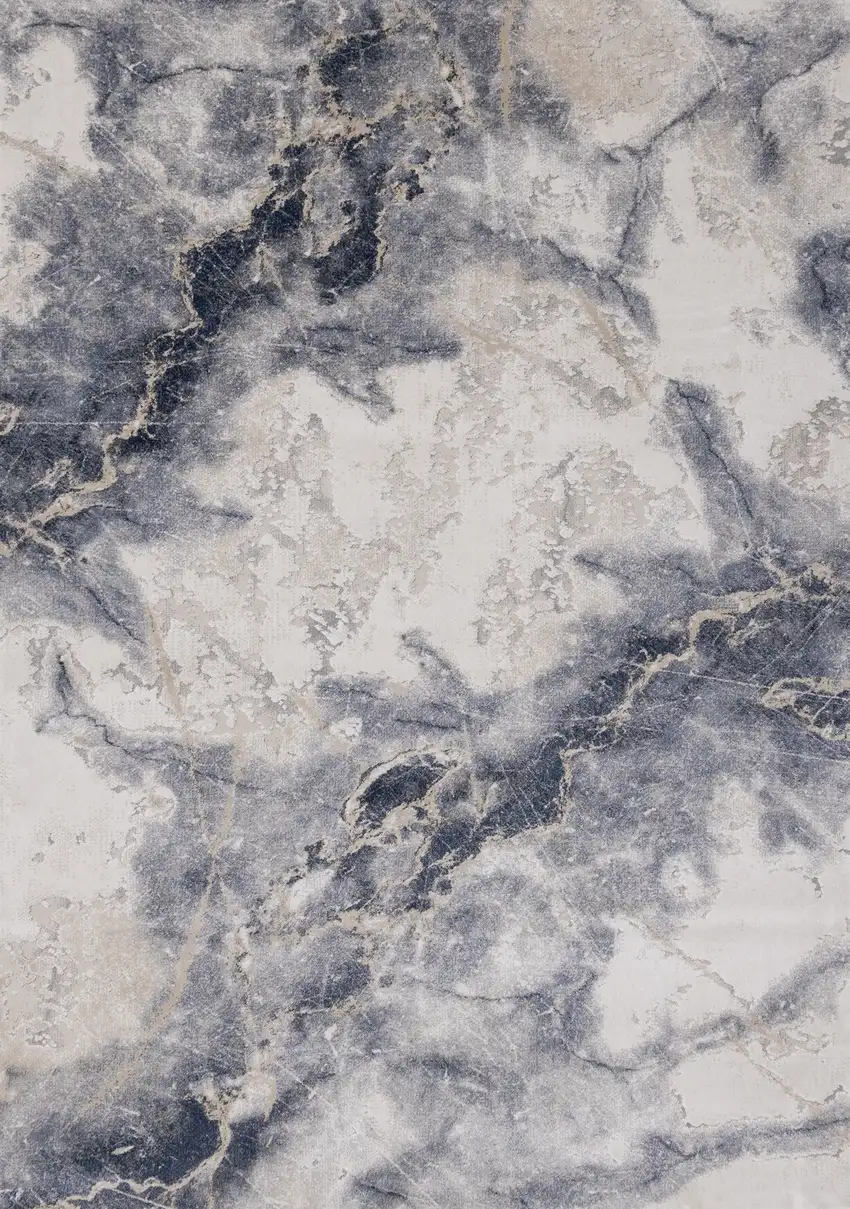 Blue Cream And Gray Abstract Area Rug Photo 2