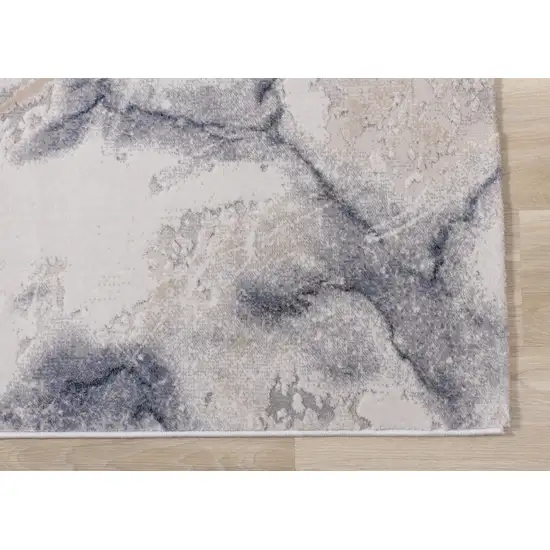 Blue Cream And Gray Abstract Area Rug Photo 7