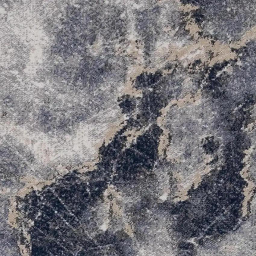 Blue Cream And Gray Abstract Area Rug Photo 4
