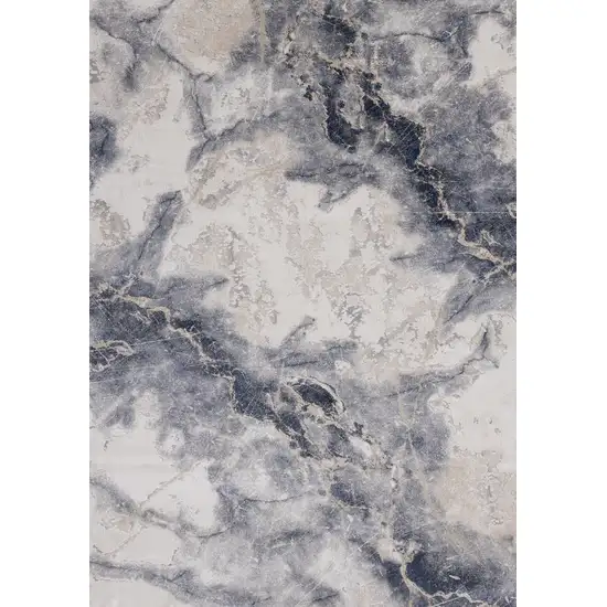 Blue Cream And Gray Abstract Area Rug Photo 5