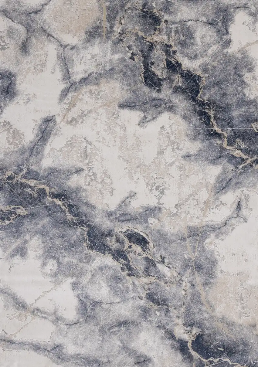 Blue Cream And Gray Abstract Area Rug Photo 5