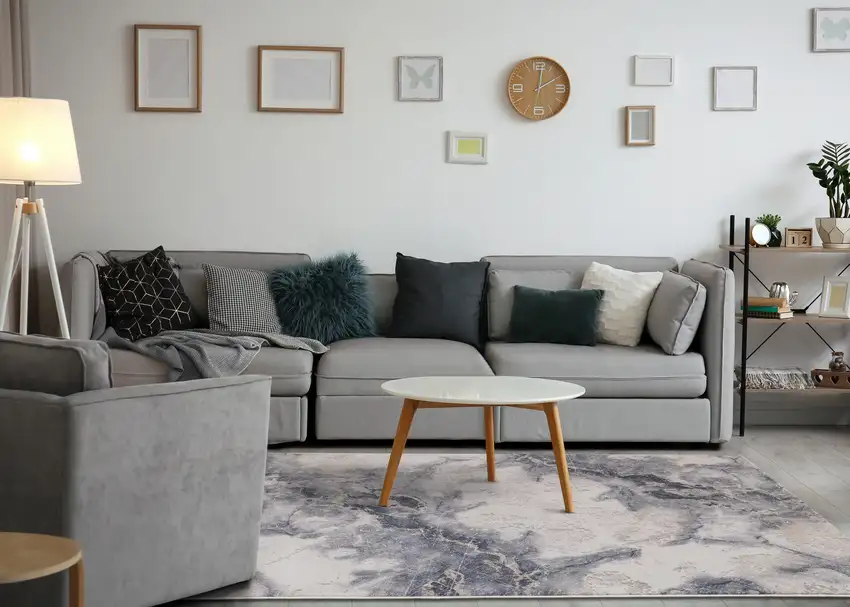 Blue Cream And Gray Abstract Area Rug Photo 7